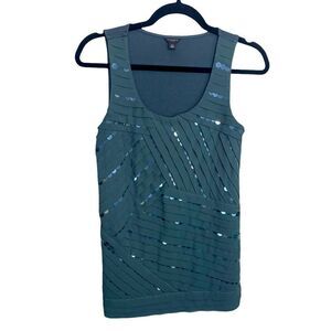 Ann Taylor xs green sleeveless blouse top B1